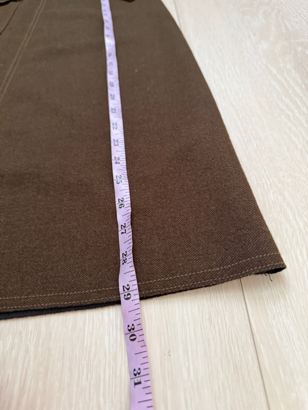 Zara Olive Green Brown Midi Skirt with Tie Belt - Picture 7 of 8